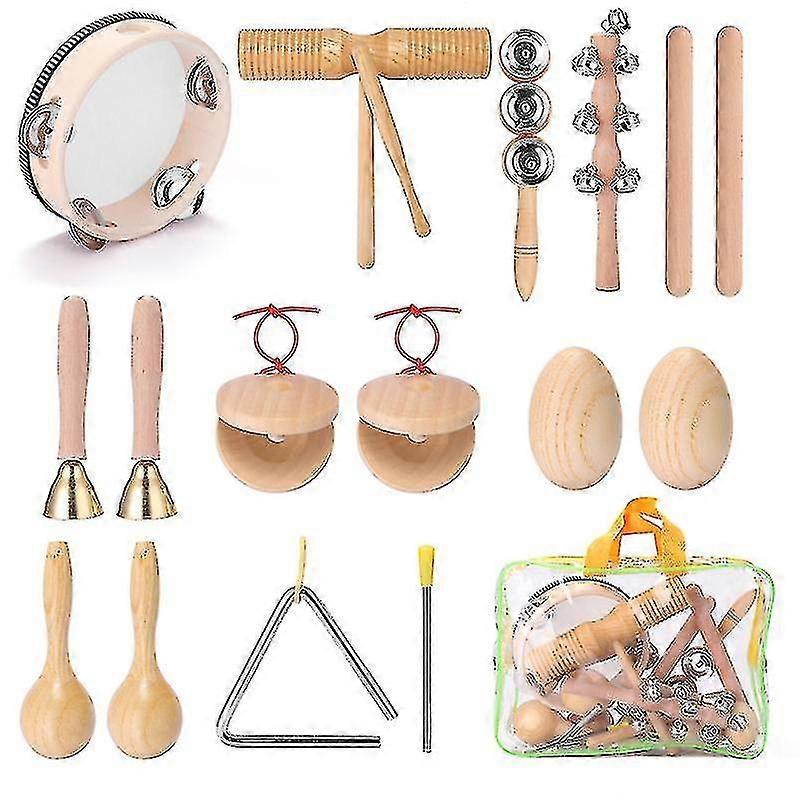 13pcs Children Hand Percussion Instruments Kit Portable Kids Music Enlightenment Musical Instruments Set