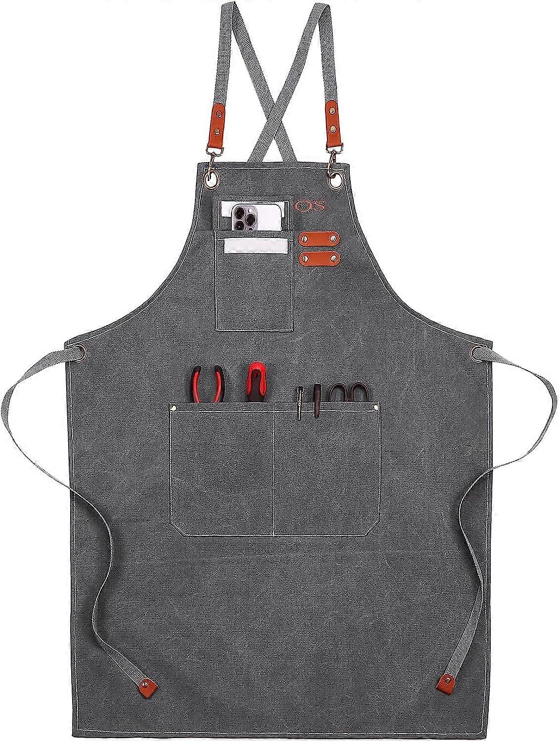 Canvas Work Apron, Multifunction Work Apron With 3 Tool Pockets,Tool Apron With  @