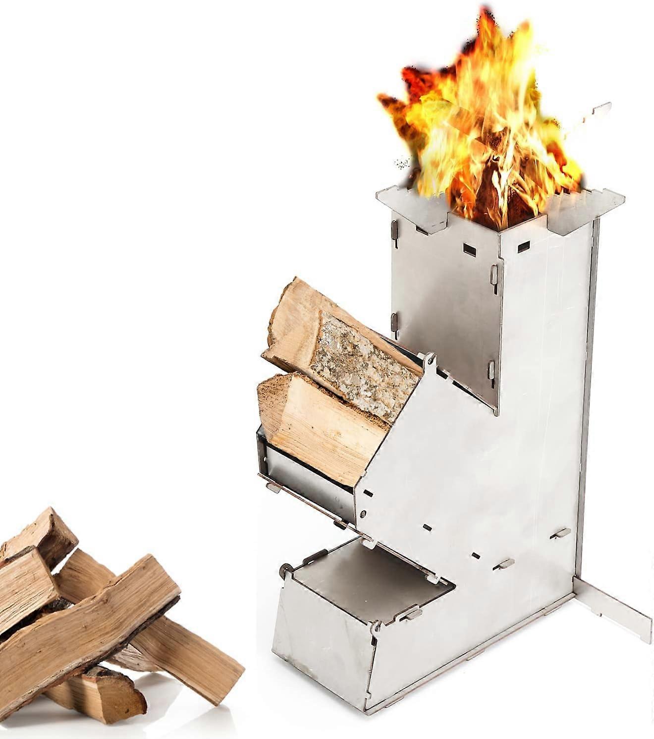 ポータブルロケットストーブ、薪キャンプストーブ、コンパクトバックパッキング調理器具