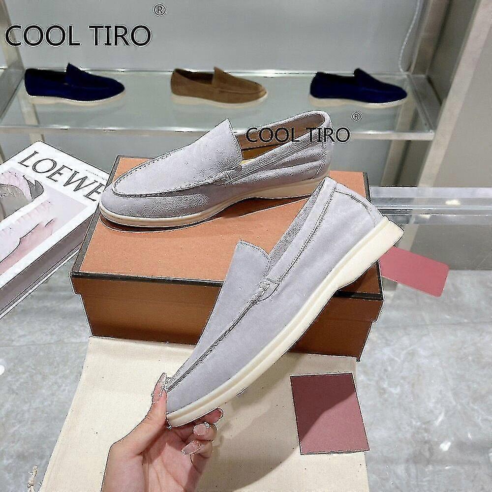 Sand Suede Men Loafers Casual Moccasins Summer Walk Shoes Round Toe Slip-ons Flat Driving Lazy Beanie Shoes Gentleman Dress Shoe