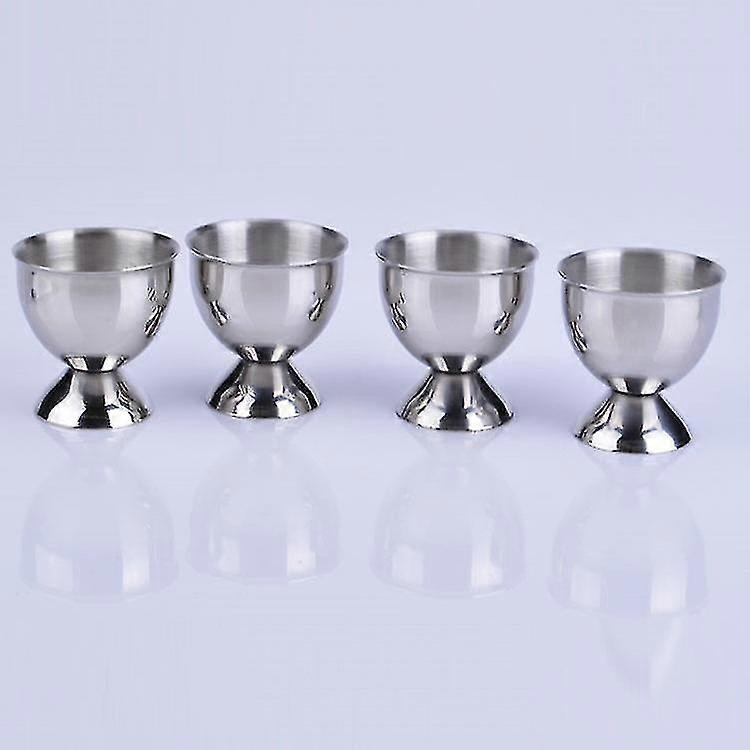 Egg Cup Holder Set  Stainless Steel Egg Tray Kitchen Tool4pcs, Silver)