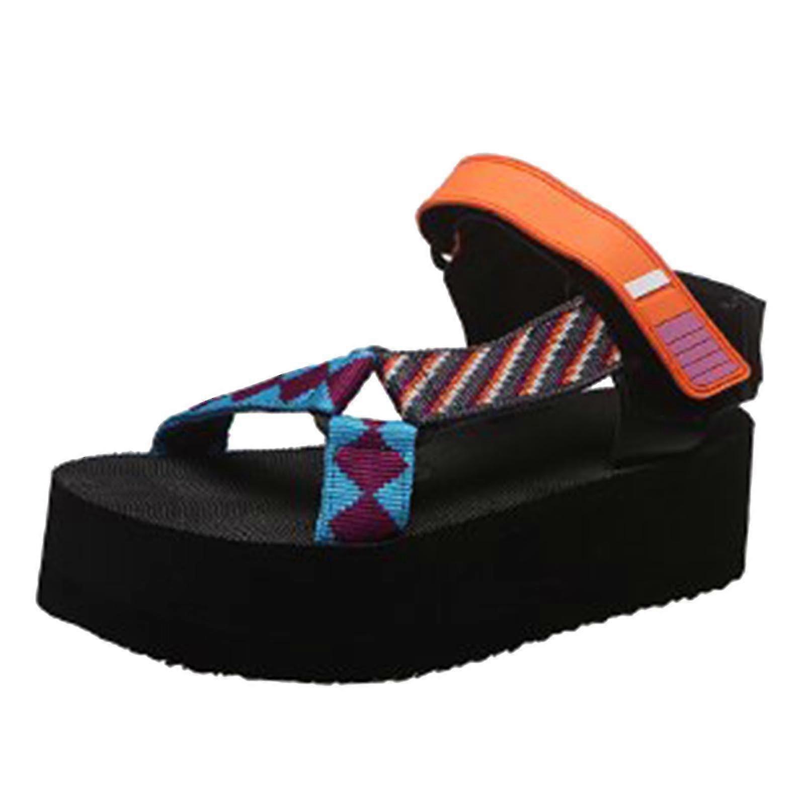 Yeni Yaz Ayakkabıları, Kalın Tabanlı Plaj Ayakkabıları, Etnik Tarzda Kadın Sandaletleri