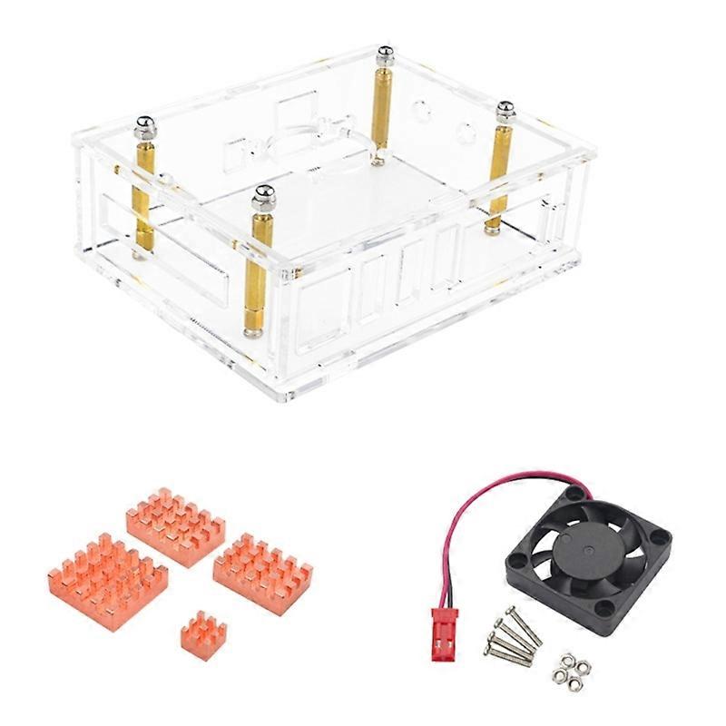 Heatsink Case- for Orange Pi 5 Plus Acrylic Shell- Cover + Heatsinks & Fan Kit