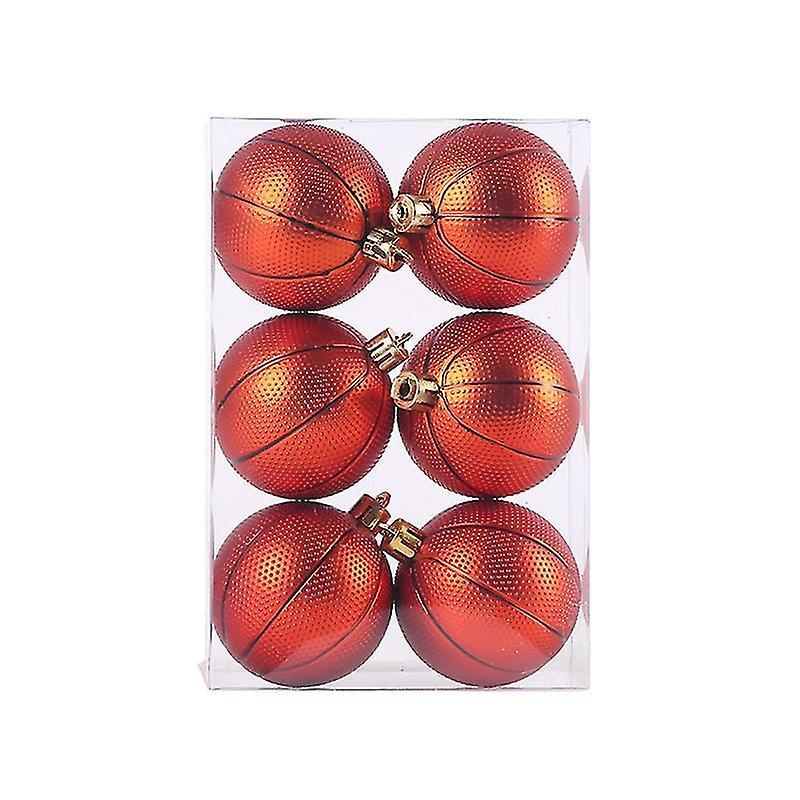 6 Pcsbox 6cm Christmas Sports Ball Ornaments Xmas Tree Decorations Hanging Pendant For Holiday Party Decor