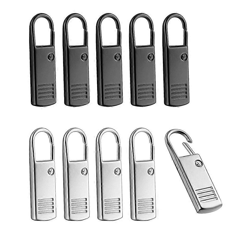 10Pcs Zipper Pull-Tab Replacement, Metal Zipper Puller Zip Slider Extender Handle Mend Fixer for Su