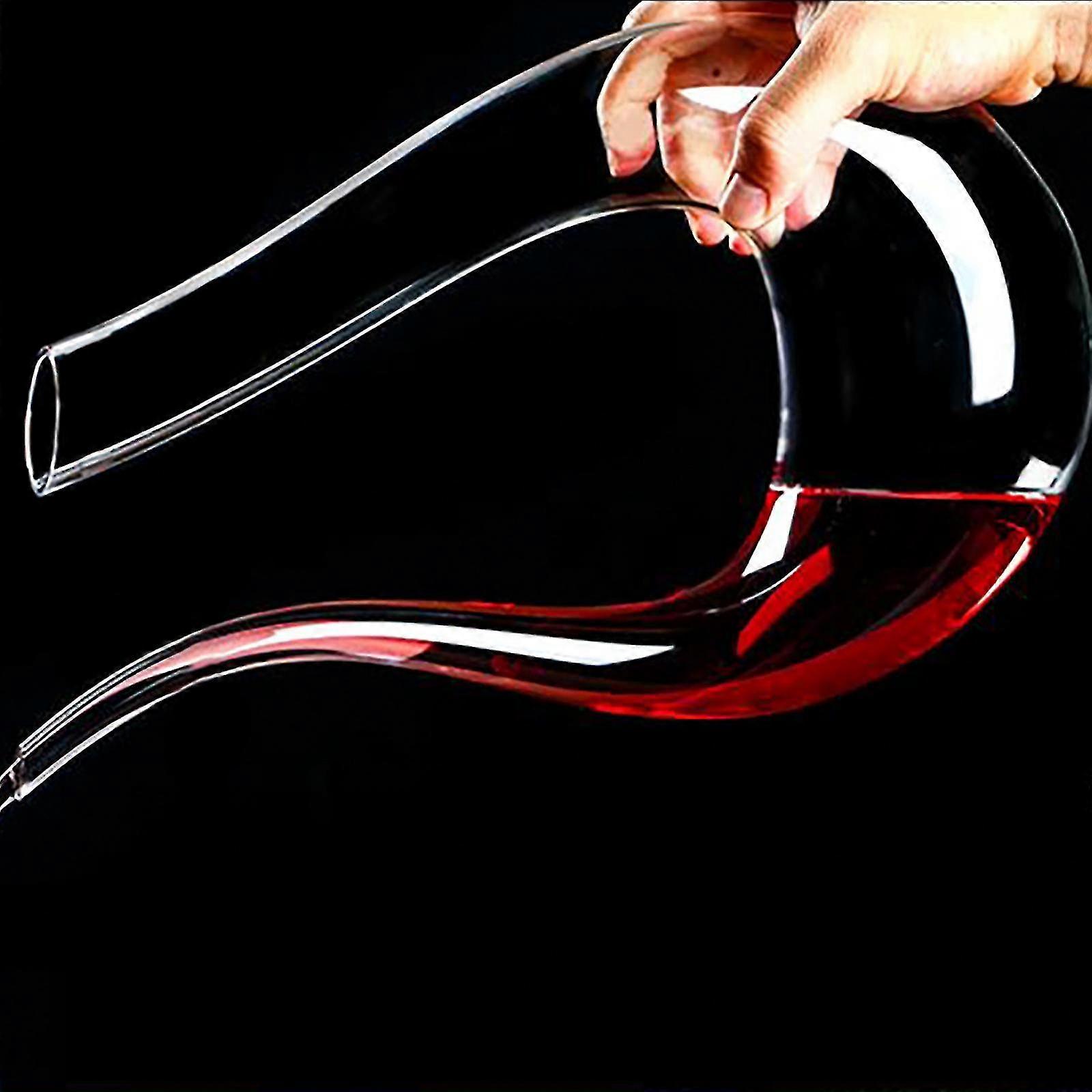 thumbnail image 2 of Red Wine Decanter - Hand Blown Crystal Wine Carafe - Glass Decanter Aerator F 2 of 13