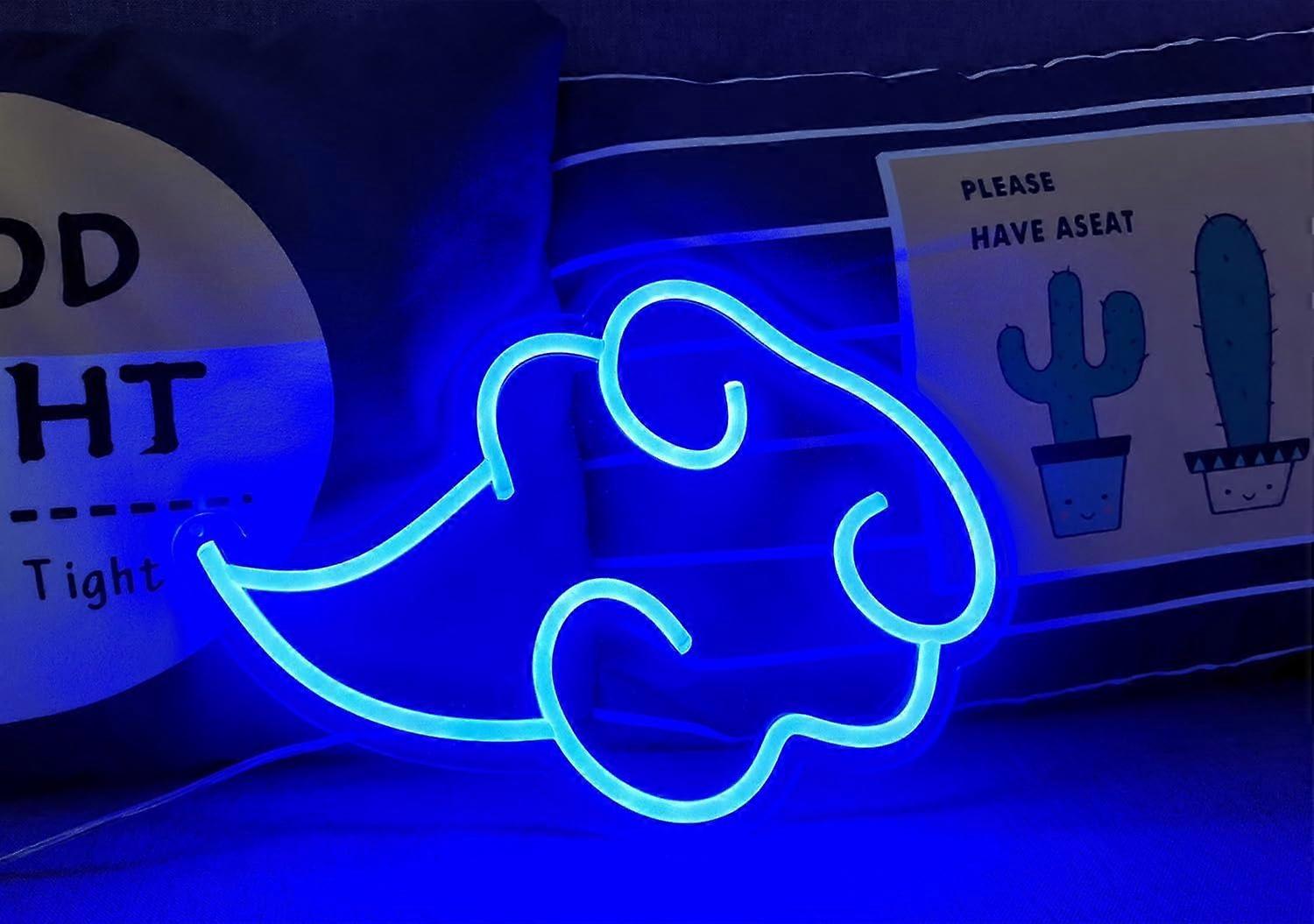 Neonskylt, anime rött moln neonskylt, USB-driven spel neonskylt, lätt att hänga och justerbar ljusstyrka väggskyltar barn sovrum inredning