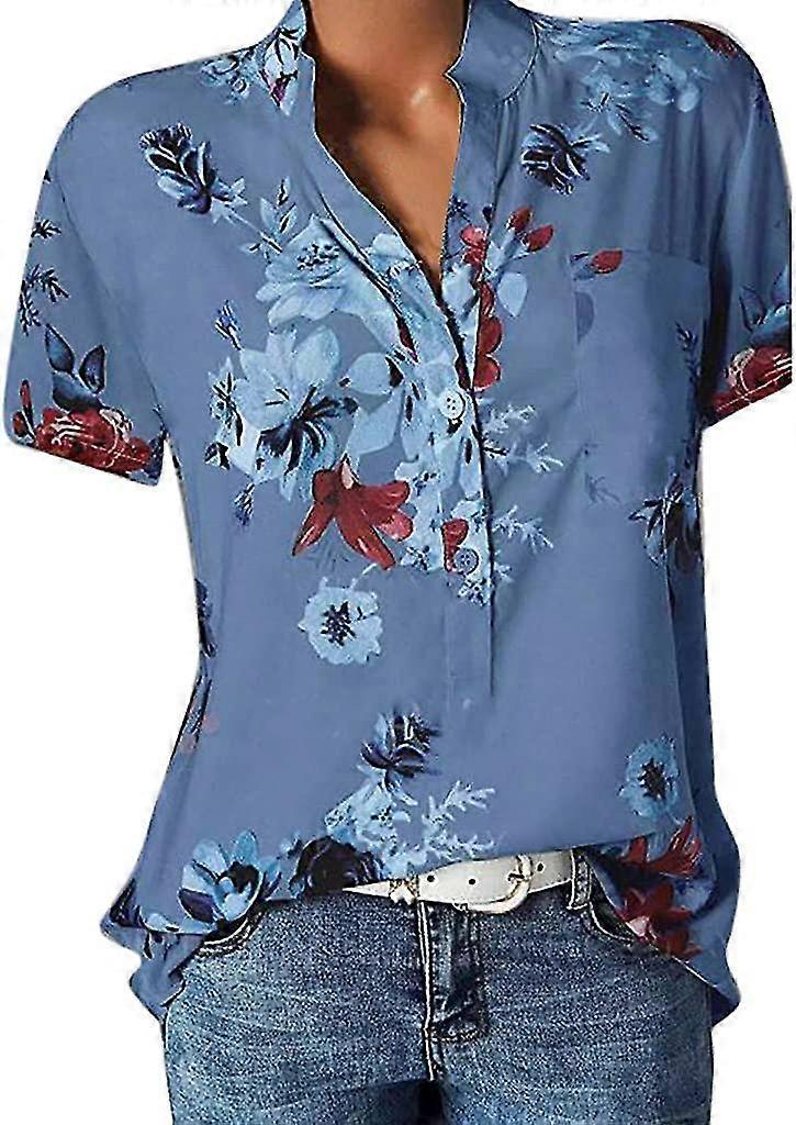 Blumentops für Frauen 2023 Button Down Mode Casual Lang- / Kurzarmhemden Bluse