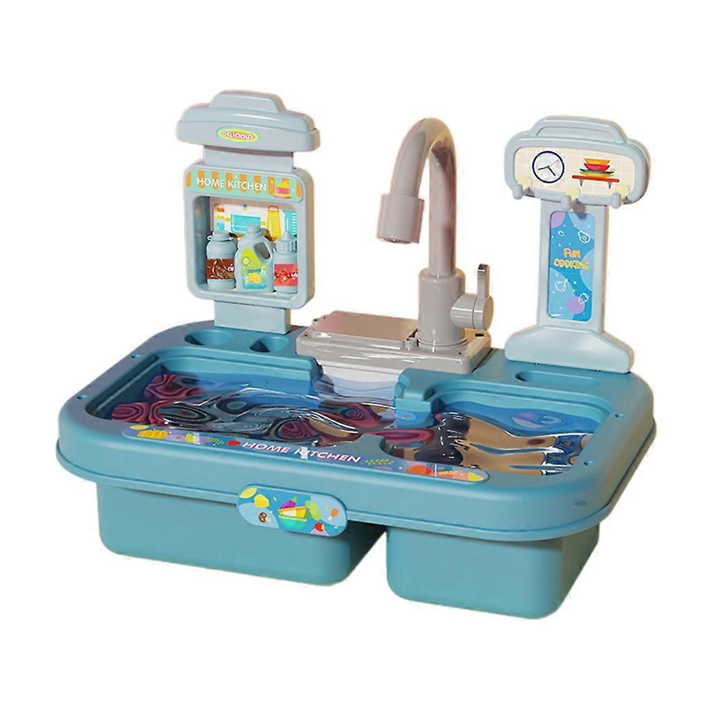 Kitchen Sink Toy Set Pretend Sink Playset Toy with Running Water Real Faucet