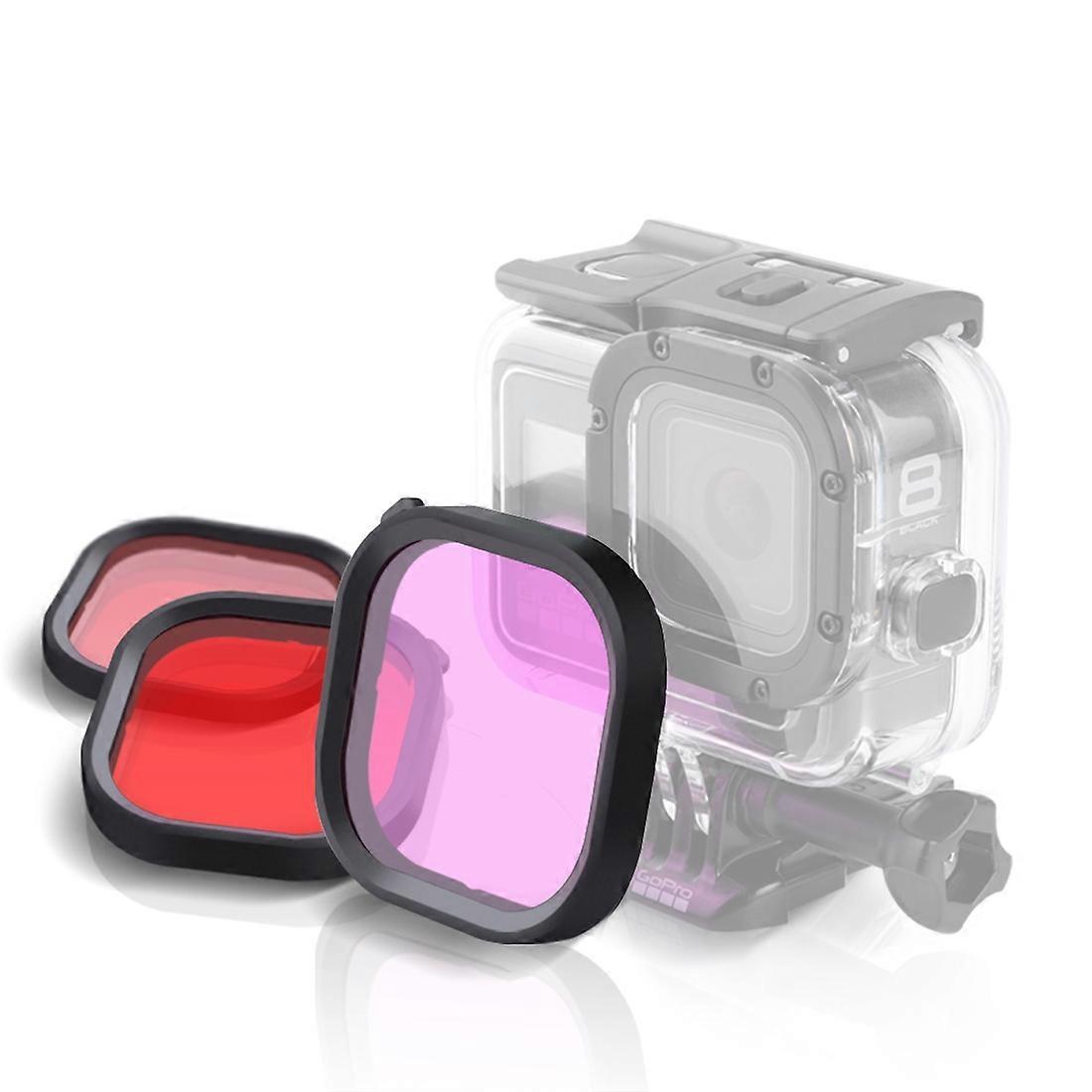 3 Color Housing Diving Lens Filter for GoPro HERO8 Black