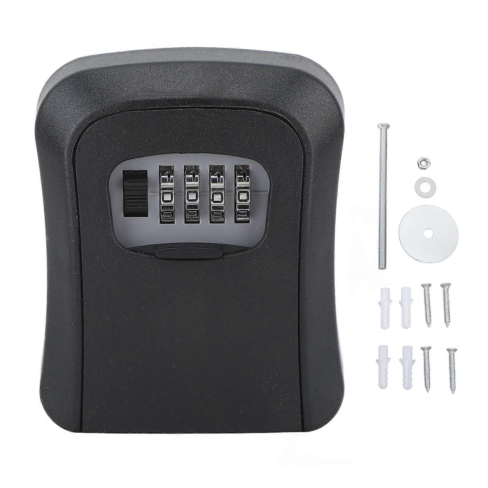 Key Lock Box ABS and Alloy Waterproof 5 Key Capacity Key Safe Lock Box with Sliding Guard for Garage Garden Store Black Semi Alloy