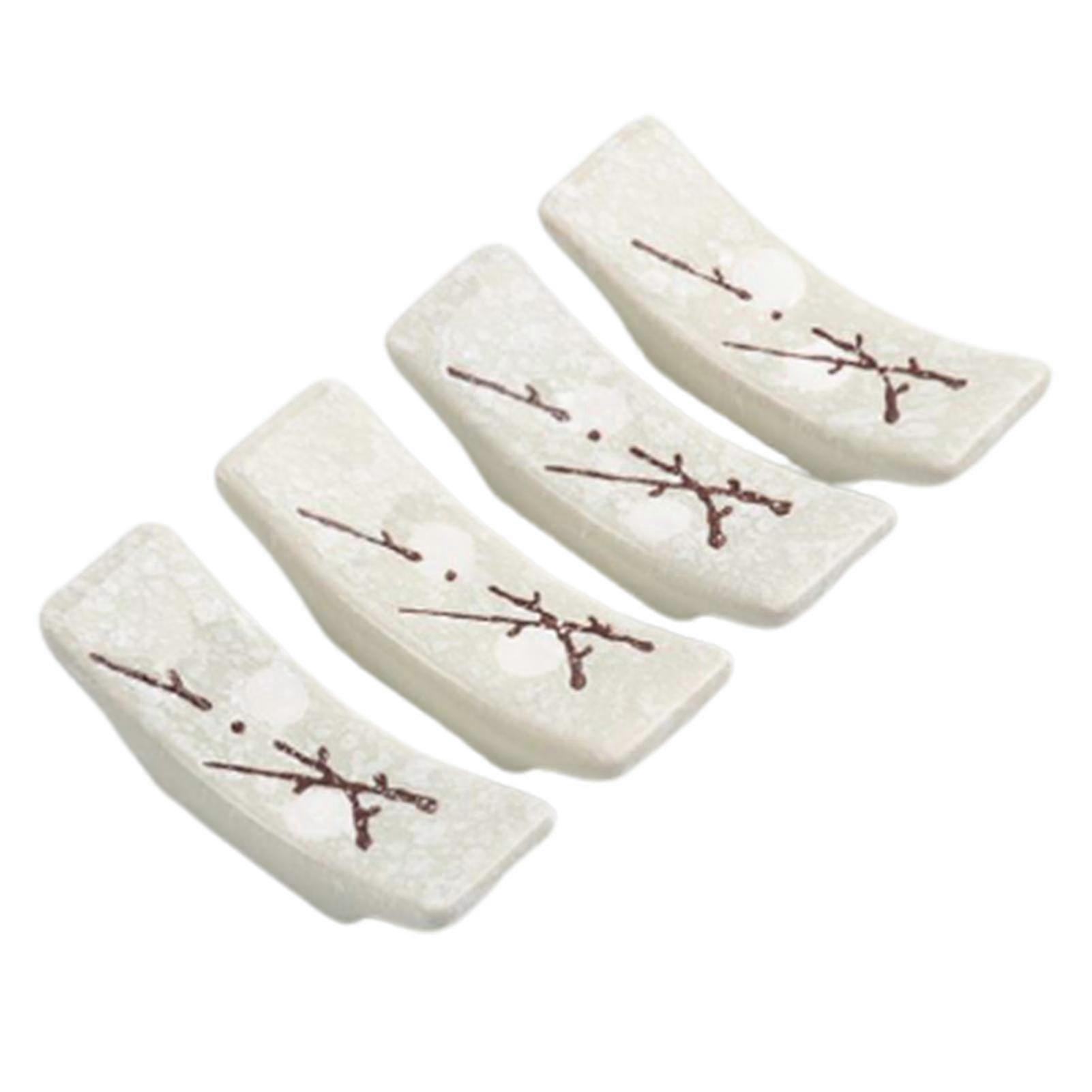4pcs Ceramic Chopsticks Holder Exquisite Smooth Surface Spoon Rack Chopsticks Rest Kitchen Tool