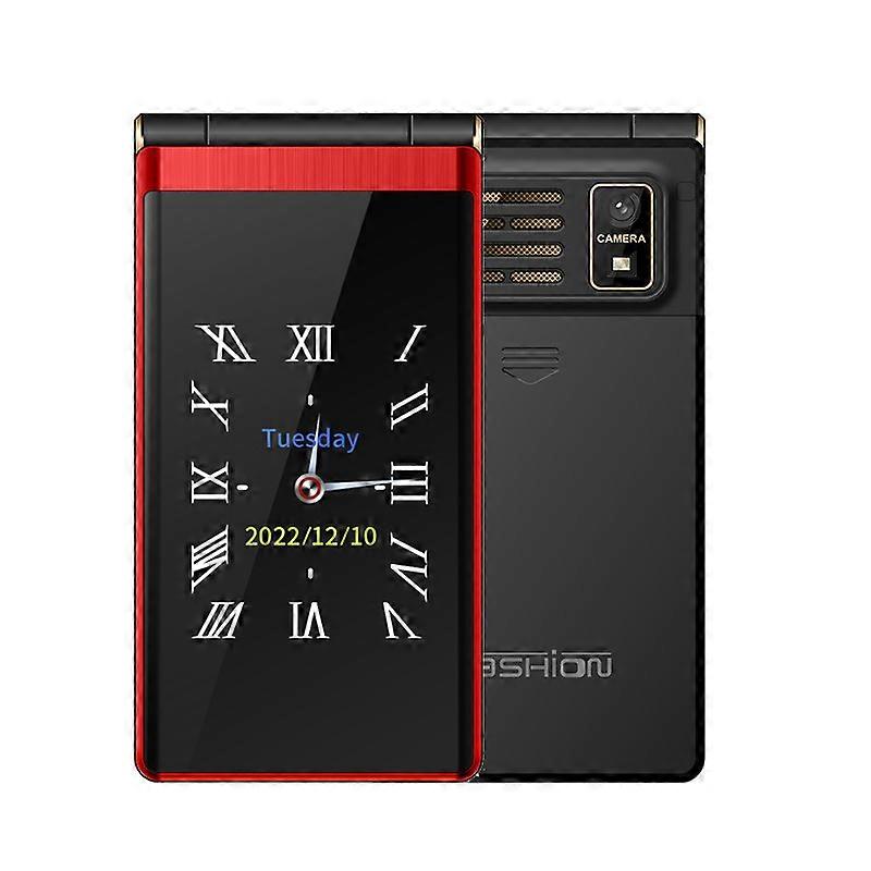 Rainbuvvy M1+ Global Version 4G LED Light Display Dual Screen Flip Phone Dual SIM Phone Big Keyboard Big Sound Feature Phone Gray