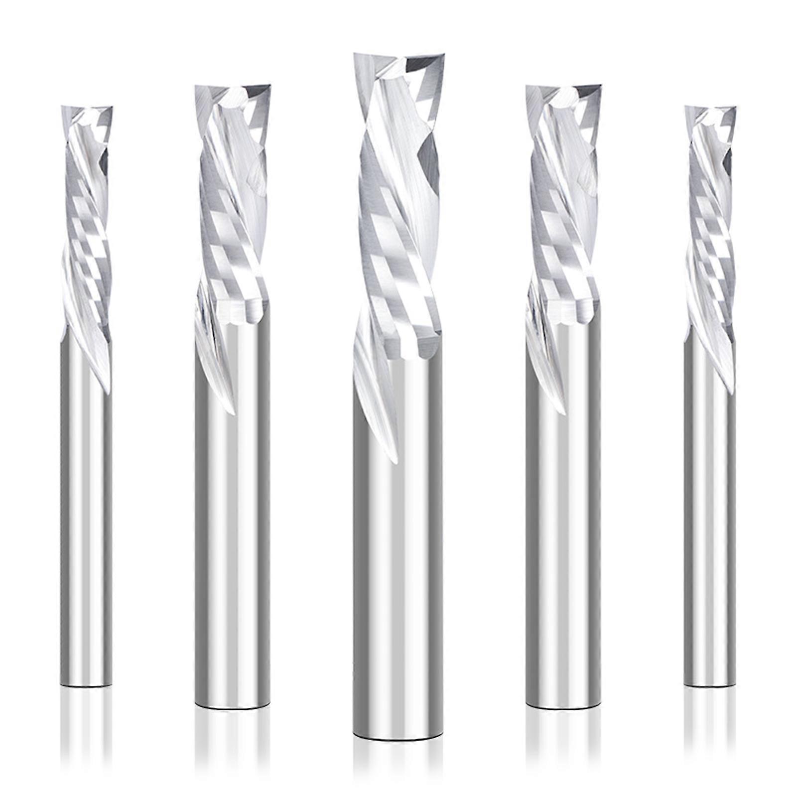 5 Pcs/Set Up & Down Cut End Mills 2 Flutes Spiral Router Bits for Acrylic Resin