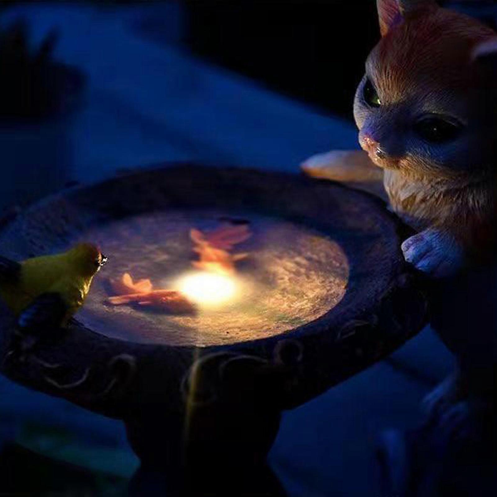 Solar-Katzen-Gartendekoration Mit LED – 19x14x21,5 Cm, Wetterfest Aus Harz, Für Terrasse & Garten