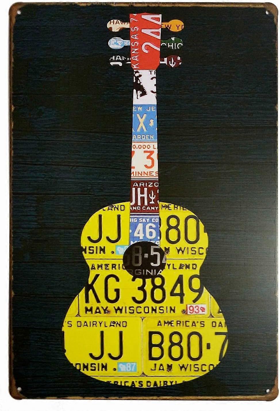 موسيقى الغيتار المنكوبة الرجعية خمر القصدير تسجيل حانة ملصق معدني 12x 8