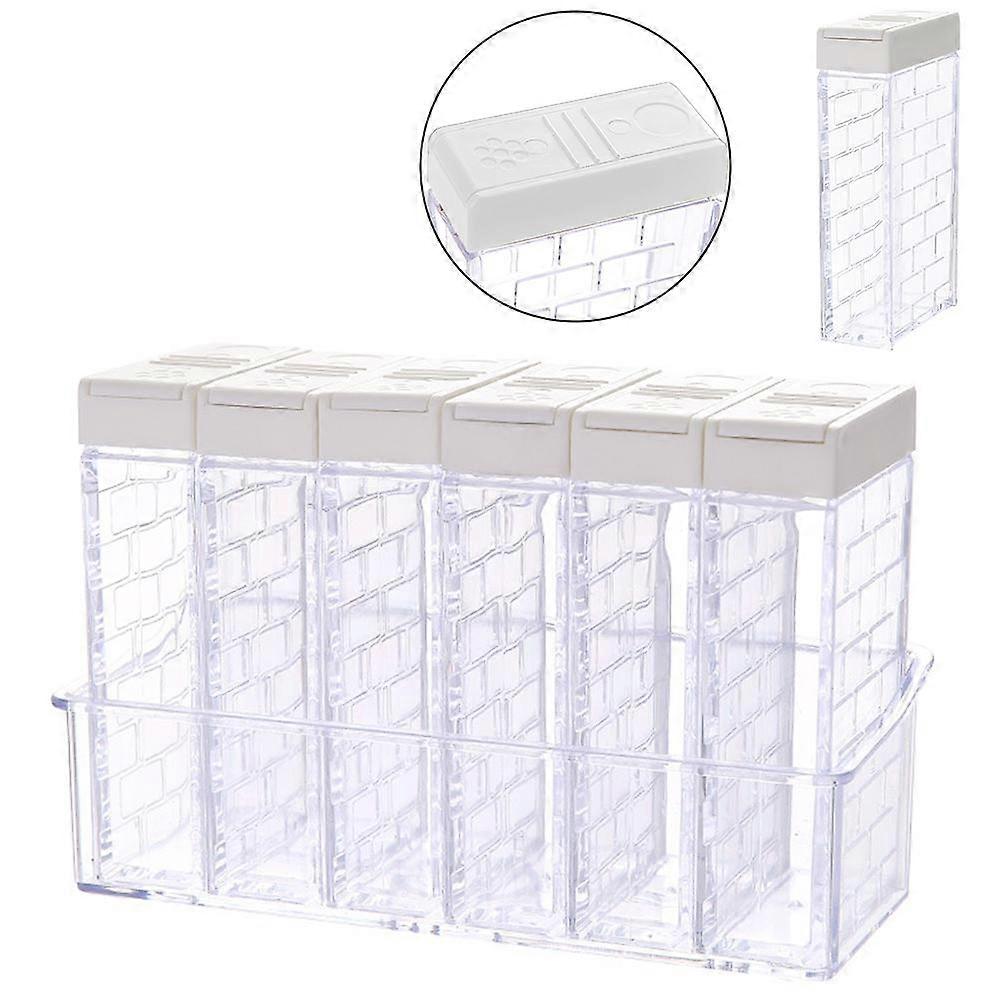 Set of 6 Spice Shaker Jars, Seasoning Shaker Box Condiment Set, white