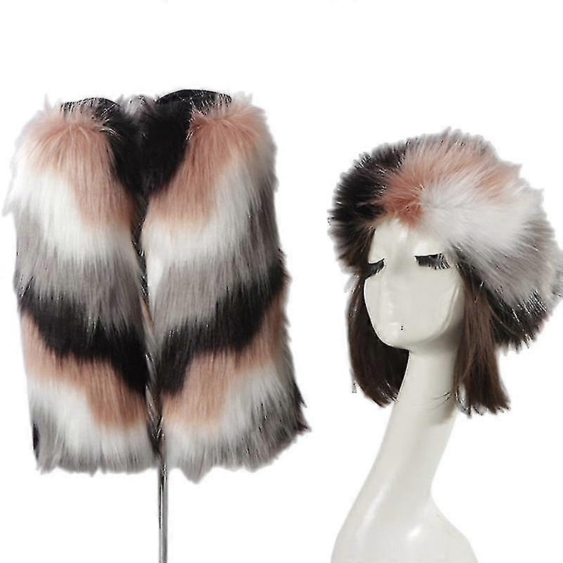 2pcs Fur  And Fuzzy Faux Fur Leg Warmers Fur Heels Long Boots Cuff Cover Has Elasticity One Pair Boot Cover