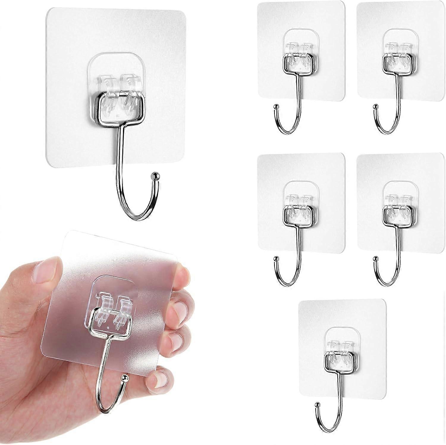 6Pcs Removable Sticky on Wall Hooks for Hanging, Waterproof Rustproof Towel and Coats Hooks for Bathroom Kitchen Office