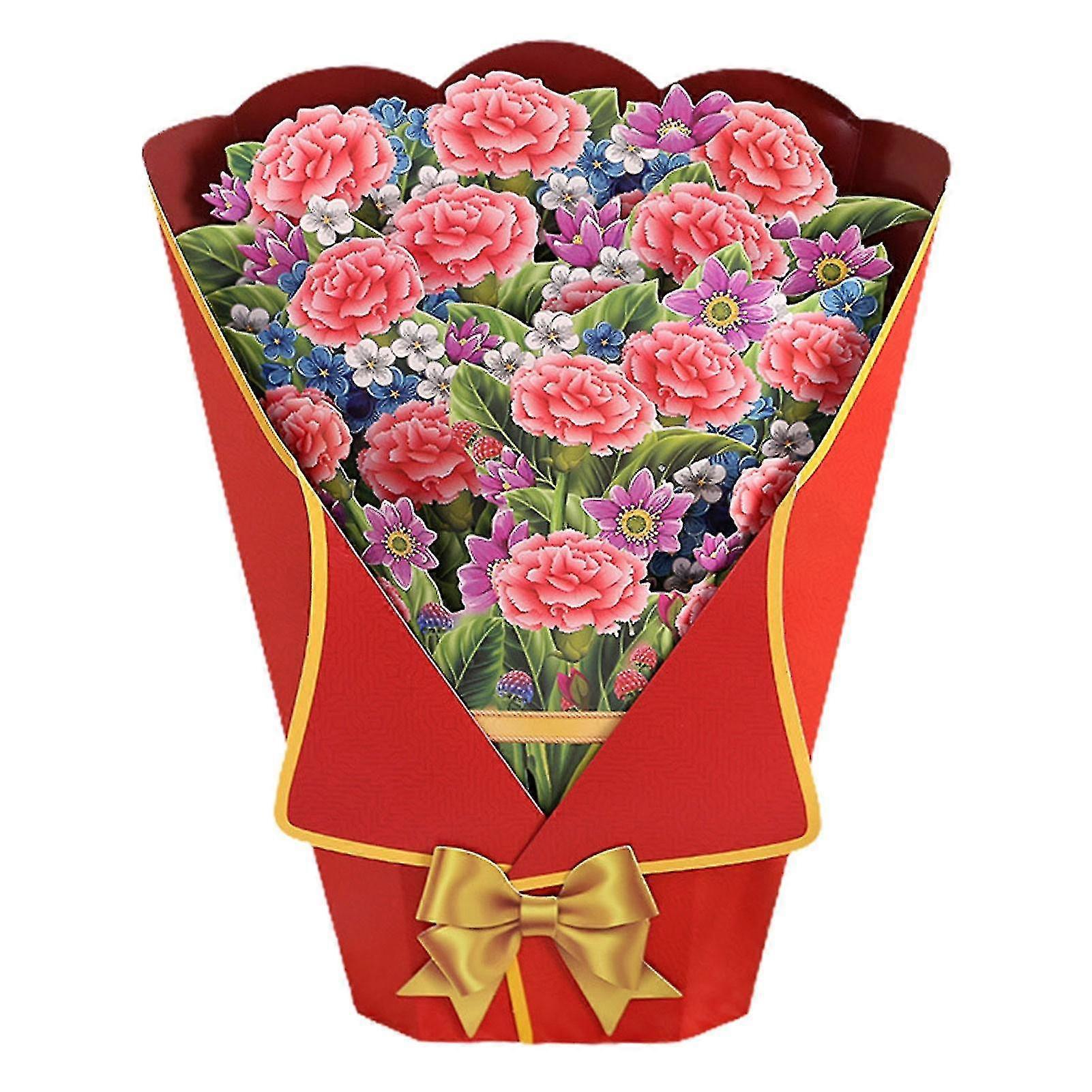 1 Set Greeting Card Foldable Diy Handwriting Paper Art 3d Tulip Bouquet Festival Blessing Card With Envelope For Friends