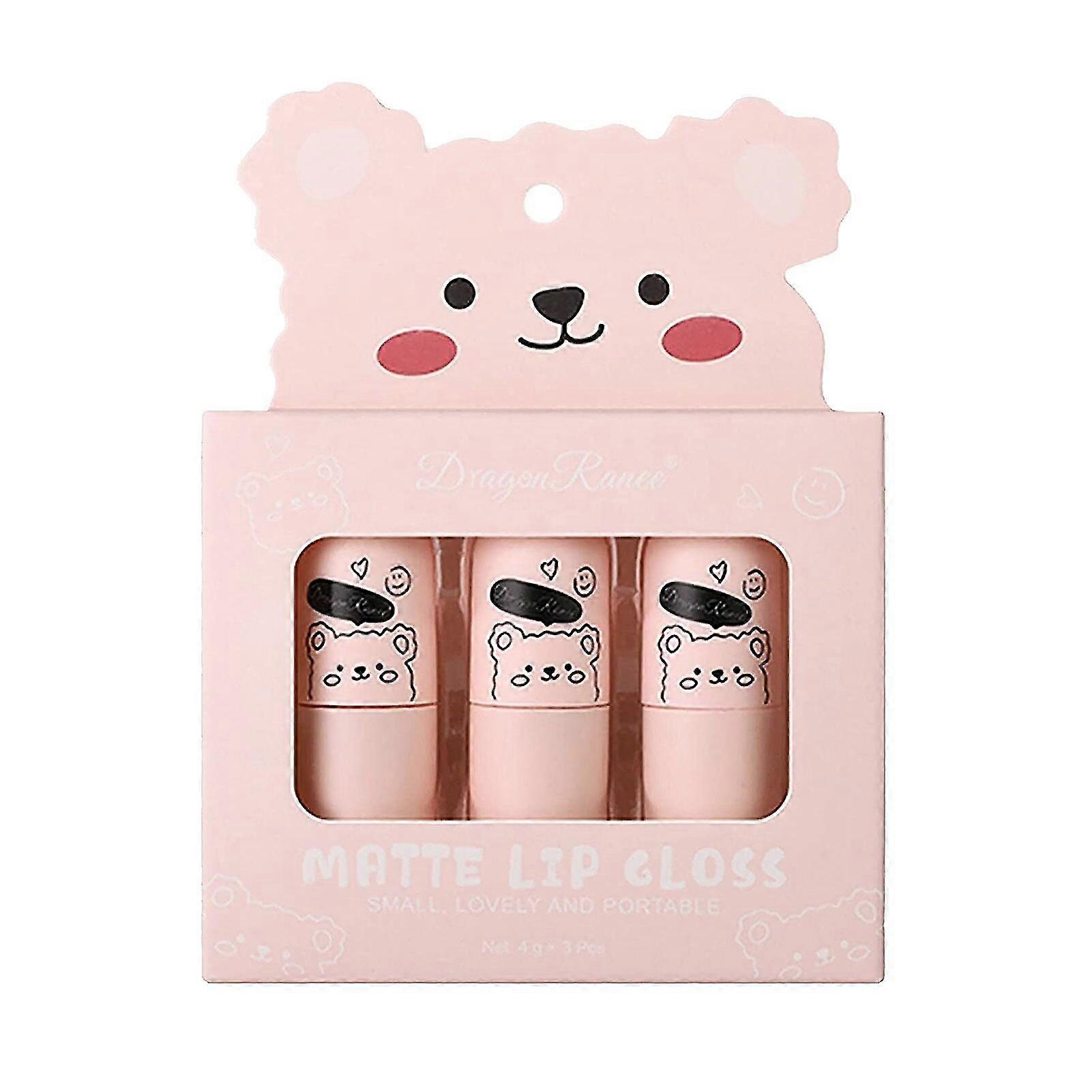 3pcs Mini Lip Gloss Set Long-lasting Portable Makeup Cosmetic Light Texture High Pigmented Moisturizing