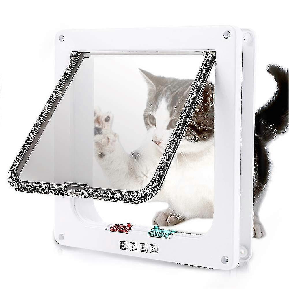 猫用ドア4ウェイロック式猫用フラップドアインテリアエクステリアドア猫用ペットドア猫用犬用窓ドアに適しています
