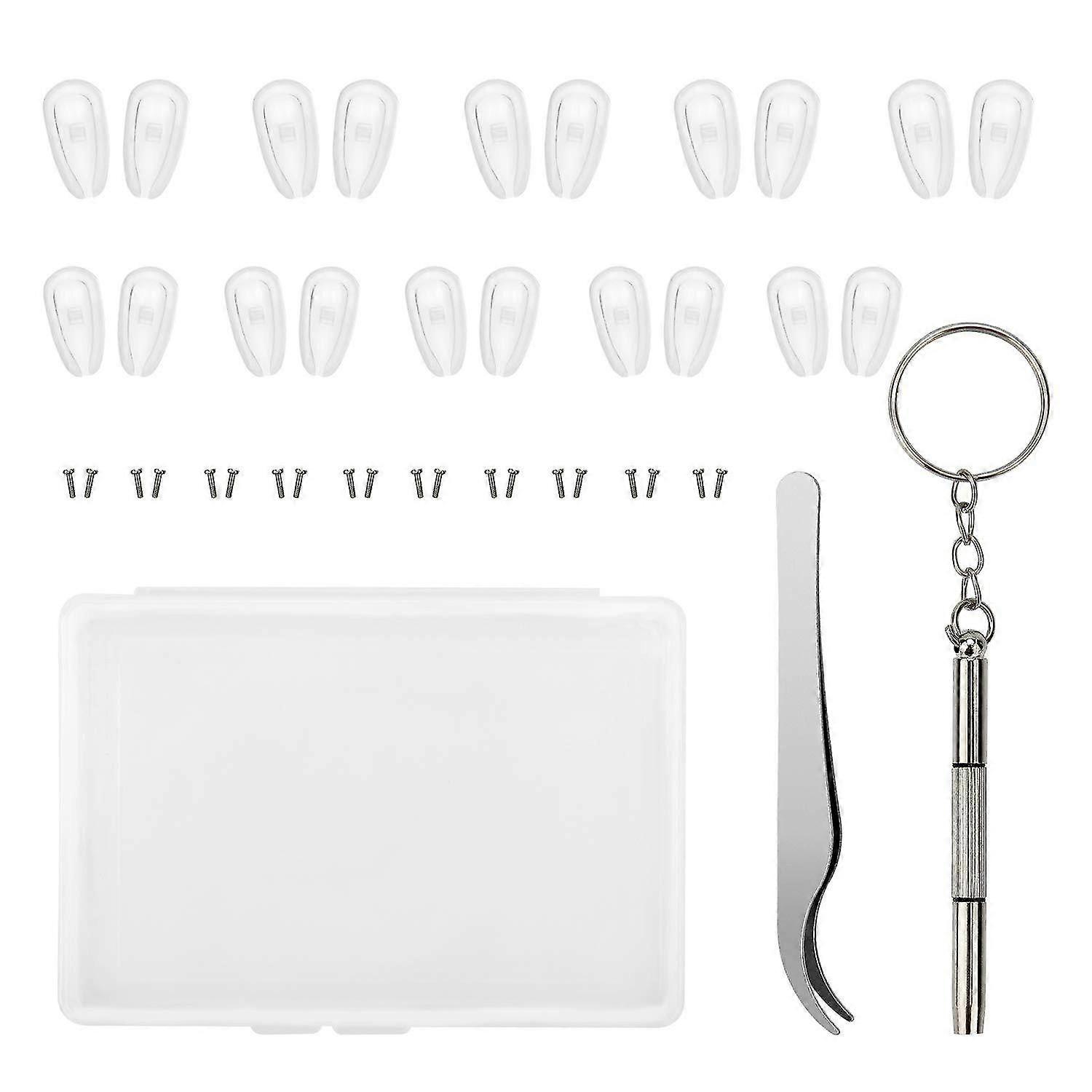 10 Pairs Silicone Air Chamber Eyeglass Nose Pads, Eyeglass Repair Kit, Glasses Screws And Mini Scre