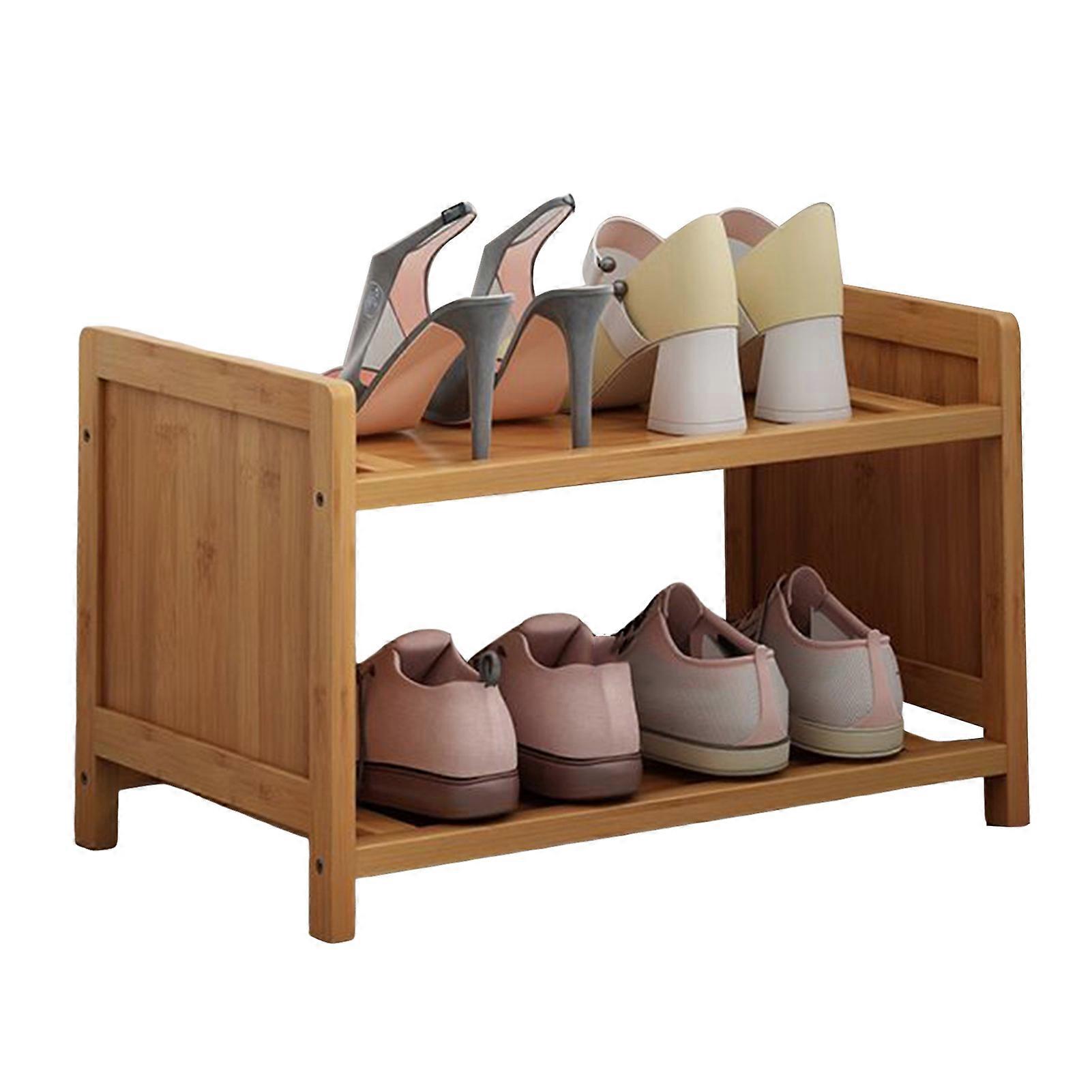 2-Tier Small Shoe Rack Organizer Smooth Edge Burr Free Easy Assembly Home Entryway Organization Shoe Stand