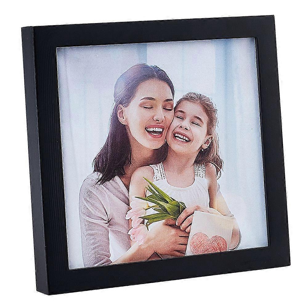 Wood Picture Frame with Organic Glass for Wall Hanging and Tabletop Display Rectangle Black 22.85x22.9x3.25cm Inner Size: 18.9x19cm
