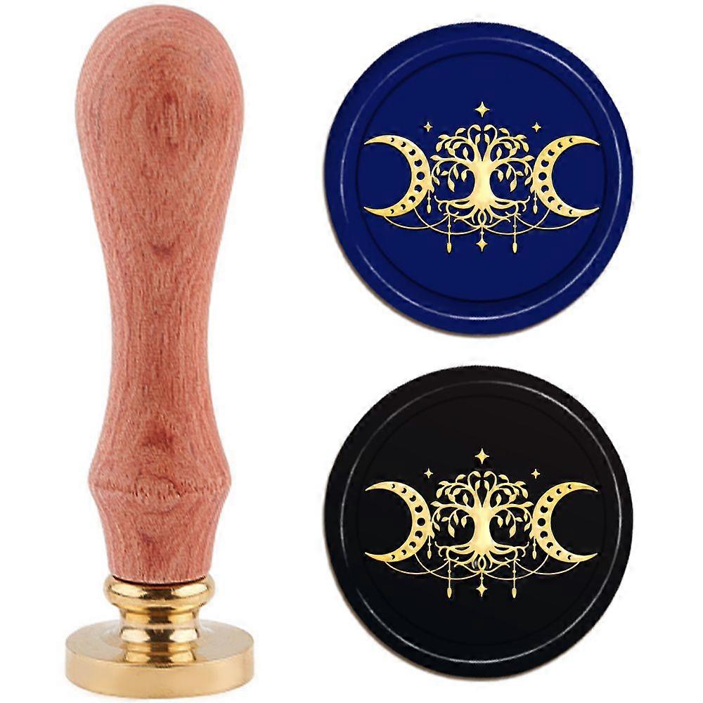 1セットトリプルムーンゴッデスシーリングスタンプ三日月形ペンタグラムワックスシールスタンプシーリングブラススタンパーハロウィーンレター封筒用魔術の女神スタンプ