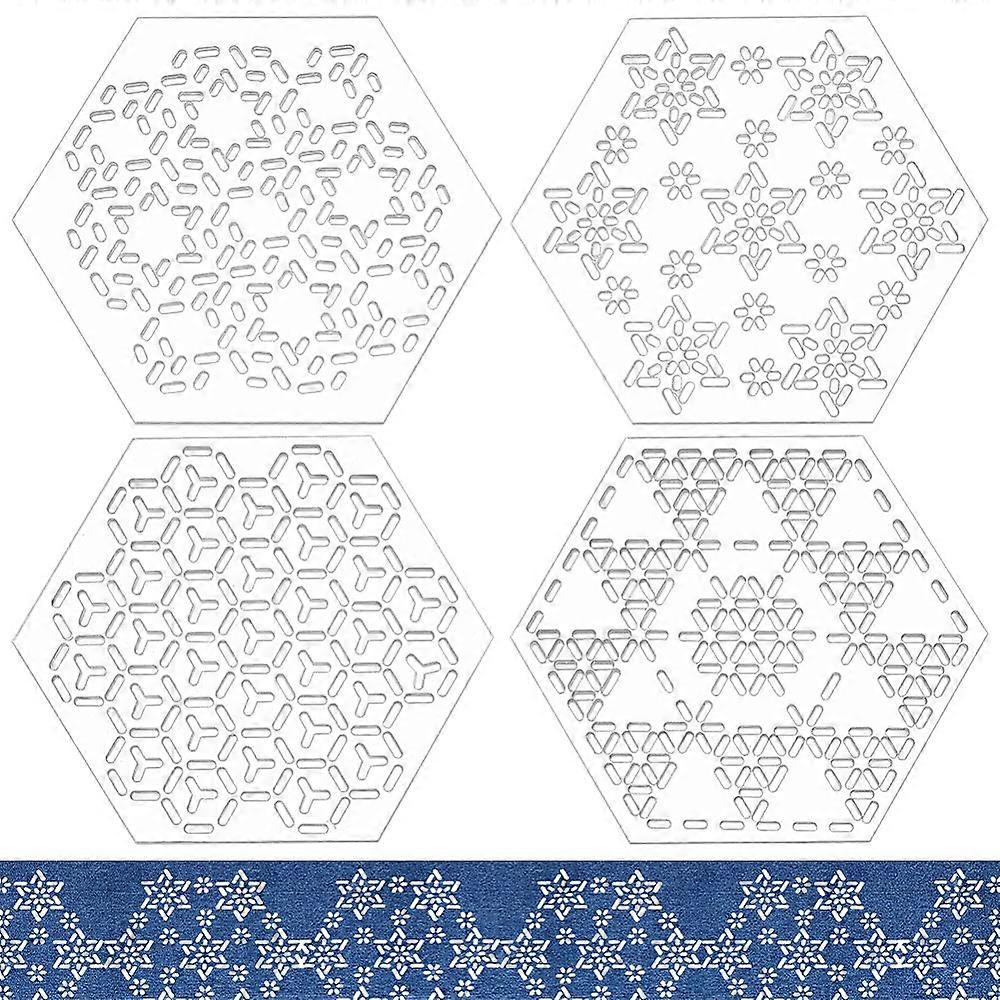 1Set Acrylic Embroidery Template Hexagon 123x105x3mm 4pcs/set