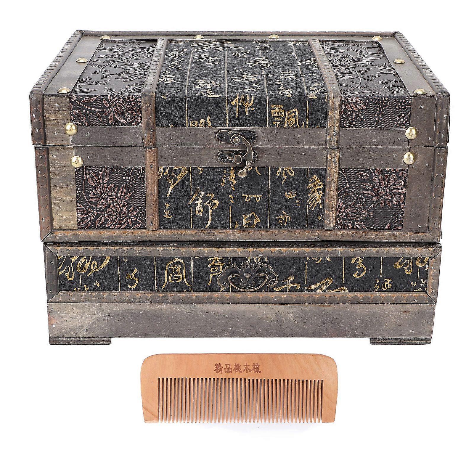 レトロな木製ジュエリーボックス女性ドレッシングメイクアップネックレスブレスレット収納ケースオーガナイザーミラー付き