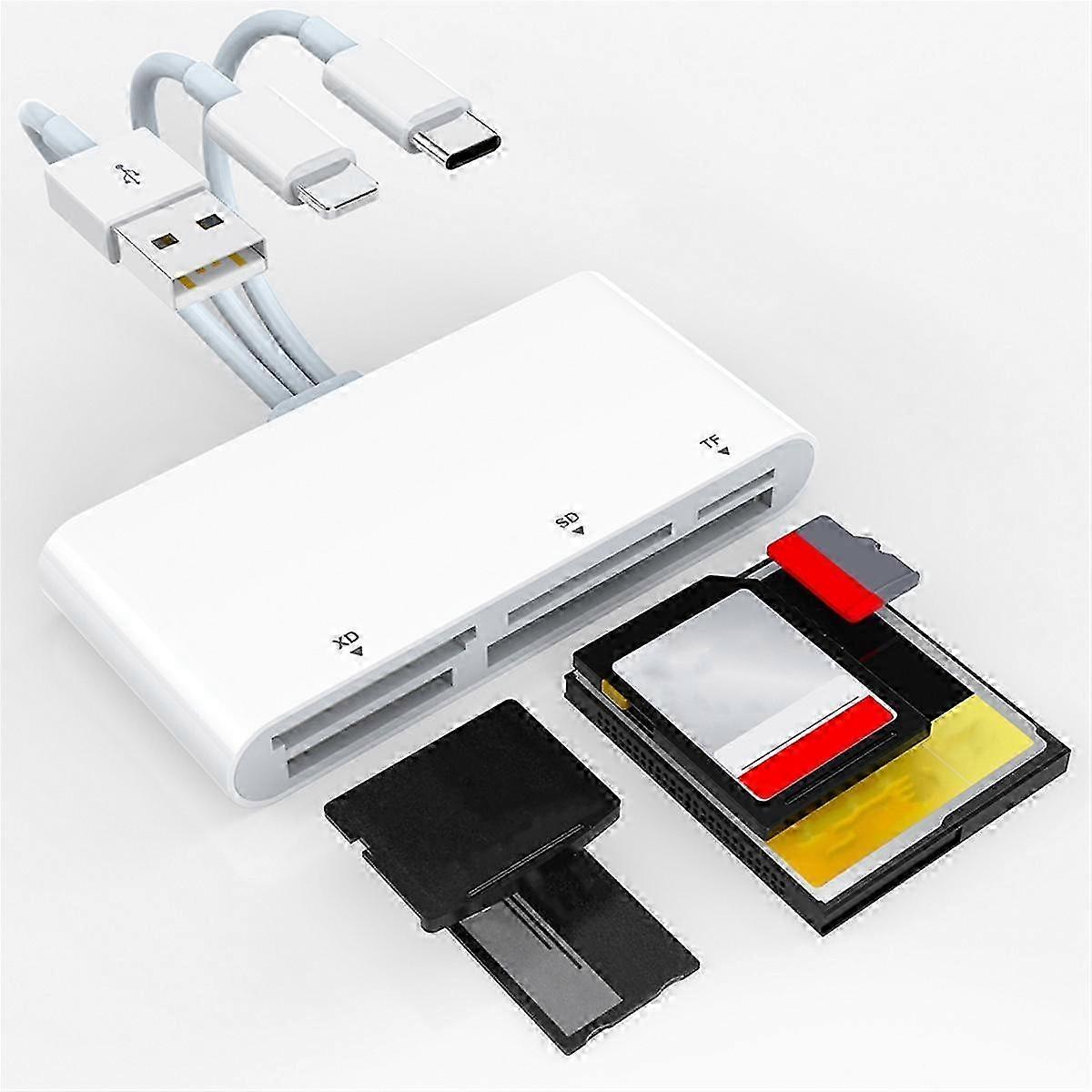 5-In-1 Memory Card Reader USB OTG Adapter TYPE-C Card Reader Support SD TF XD MS Card compatible I-P