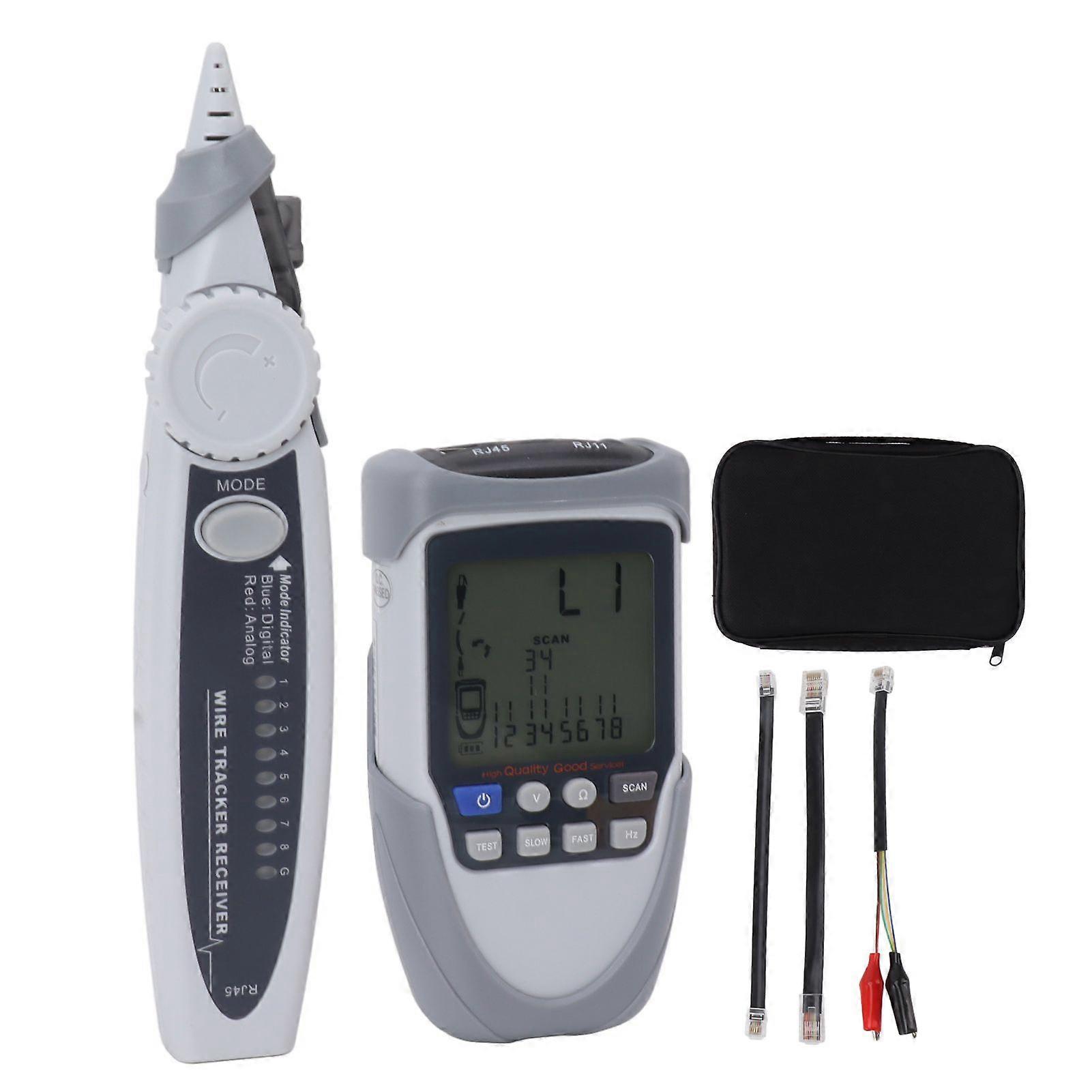 LCD Cable Tracer Multifunctional Cable Tracer with Receiver POE Battery Voltage Cable Tester For Telephone Internet Maintenance