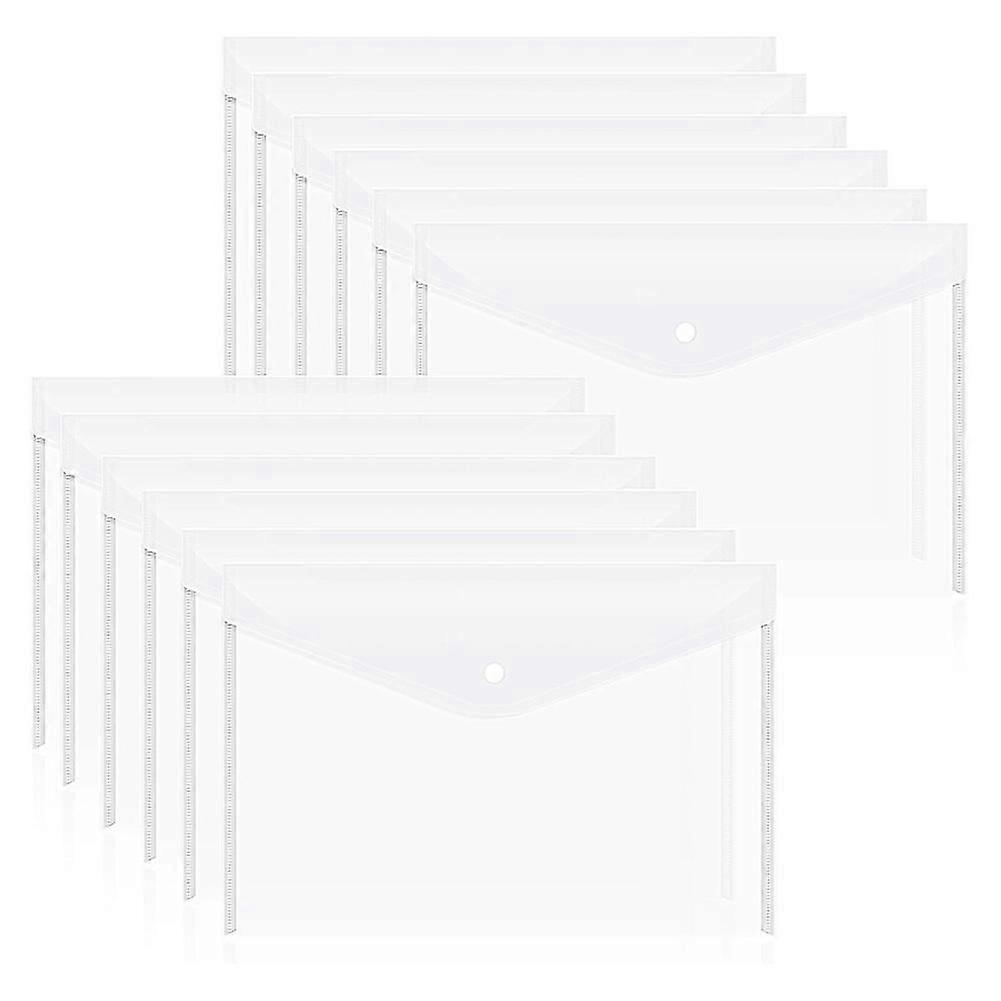 12pcs Plastic Document Envelopes With Snap Closure For A4 Size Documents, Polyethylene Folders For School Supplies D