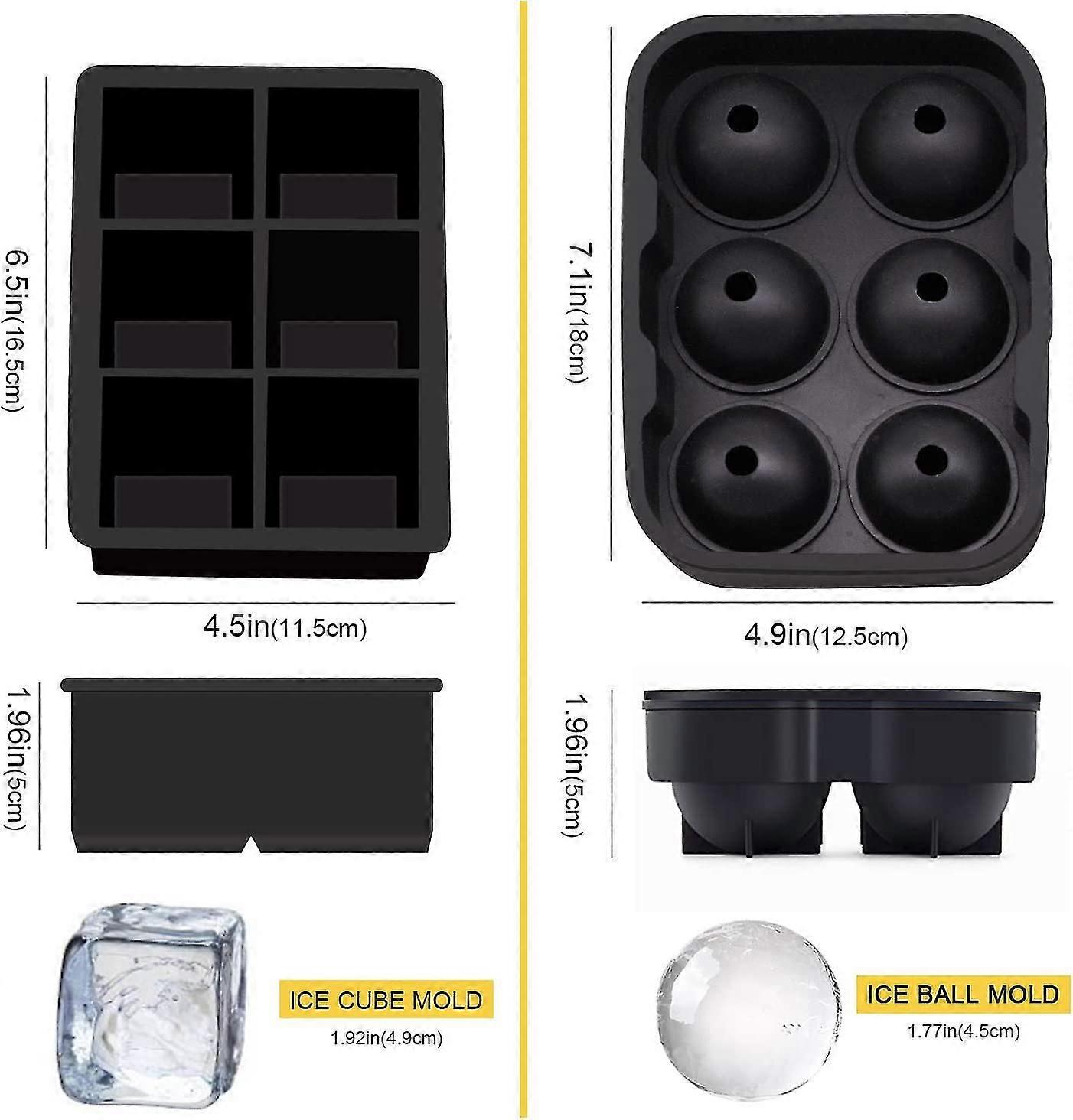 2pcs Silicone Ice Cube Trays,easy Release Large Ice Cube Tray,ice Ball Trays With Lids,1866
