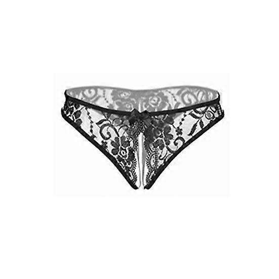 Plus Size Trendy Comfortable Sexy Lace Shiny Soft Briefs G-string See Through Crotchless Women Underwear Gift