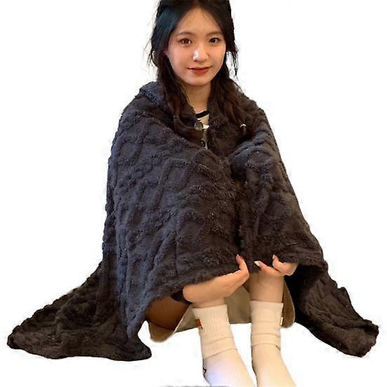Cozy Plush Hooded Shawl Blanket Soft Warm Wrinkle-Free Nap Casual Shawl Blanket