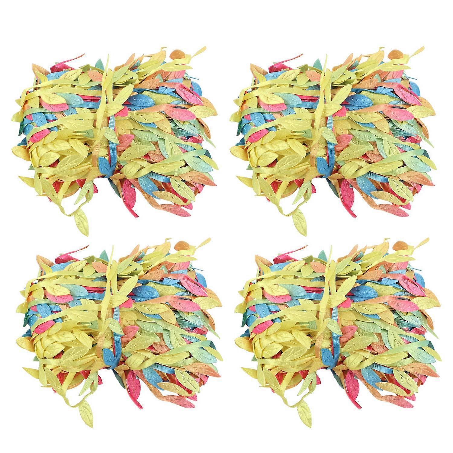 4 Rolls Colorful Leaf Ribbon High Simulation Color Lasting Odorless Artificial Vines Leaves String T