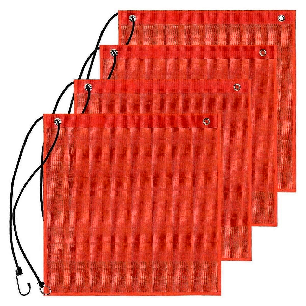 Safety Flag for Trucks Vinyl Coated Mesh Warning Flag 18x18inch Flag with Reinforced, Grommets for Jetski Trailer 4 Pack