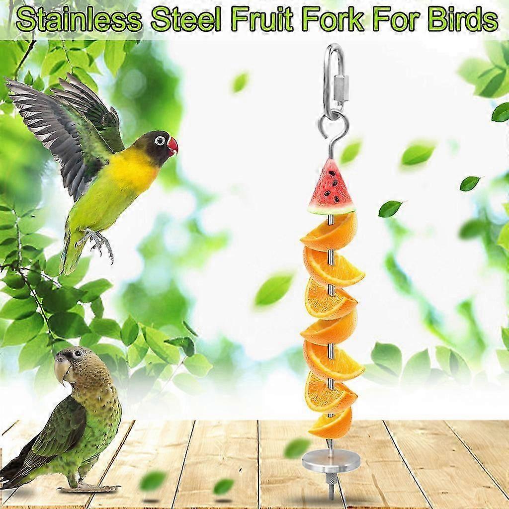 Bird Food Holder Tainless Steel Parrot Fruit Vegetable Stick Holder Treat Skewer Feedboxes For Feeder