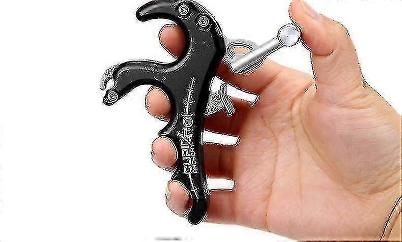 1pcs Archery Thumb Trigger, 4 Finger Archery Release Aid Grip Archery Thumb Caliper Compound Bow Shoot Hunting Tool Partsblack