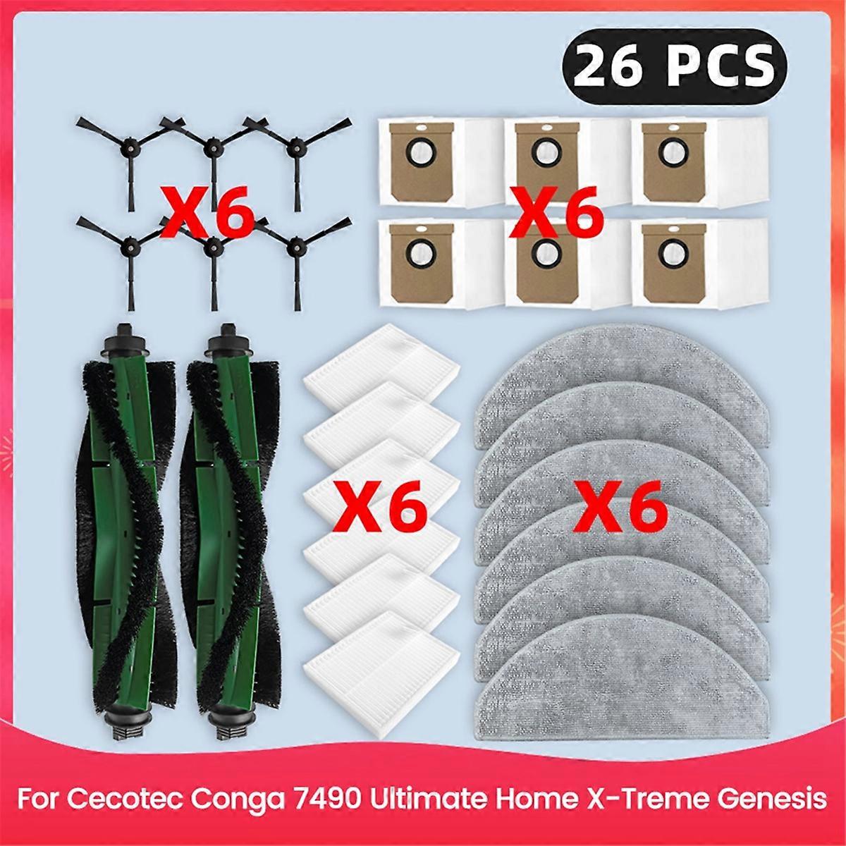 For 7490 Ultimate Home X-Treme Spare Parts Filter Main Side Brush Mop Dust Bag Accessories