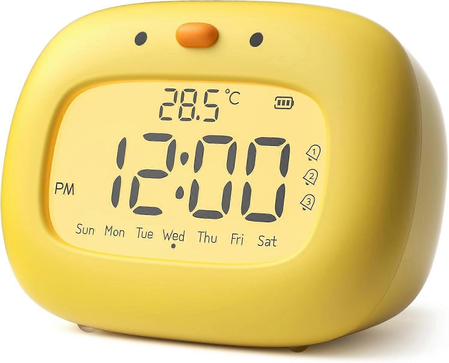 Kids Alarm Clock Digital Morning Alarm Clock 3 Alarms/12/24 Hour/Snooze/Timer/Week Display, Duck Shape