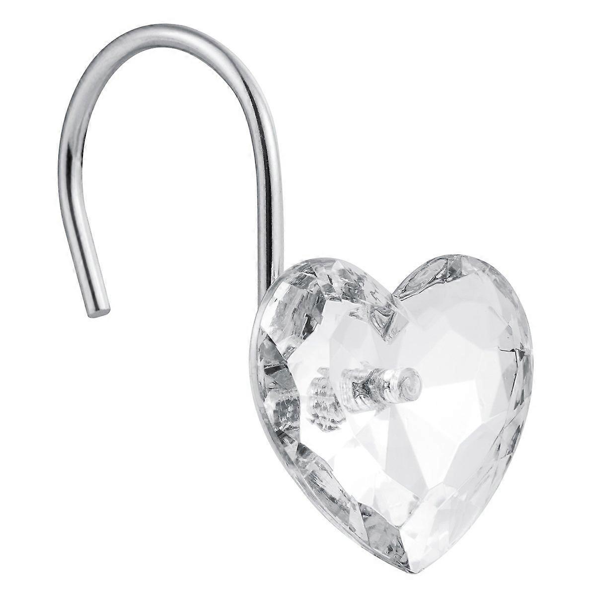 Generated product title: 12 Pack Decorative Crystal Heart Shape Shower Hooks Rust Resistant Glide for Shower Curtain Hangs