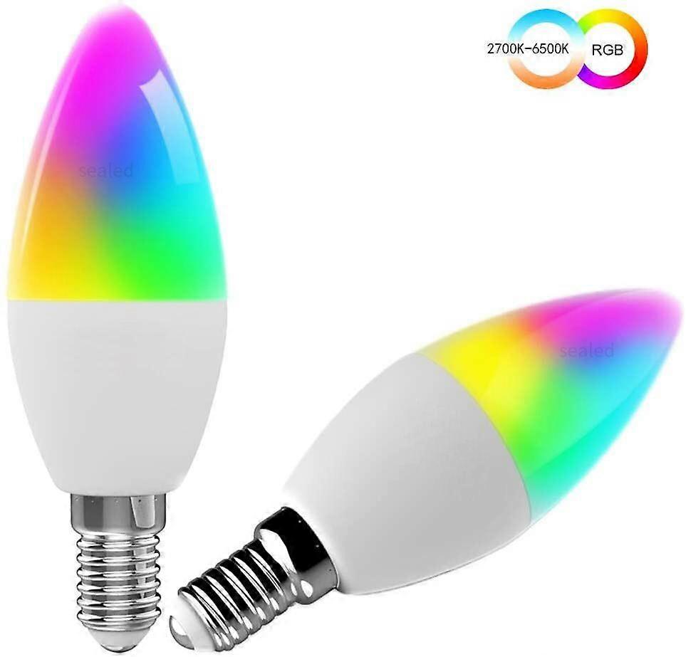 Smart Light Bulb E12 Base Candelabra Bulb Compatible with Alexa Google Home IFTTT 2pcs