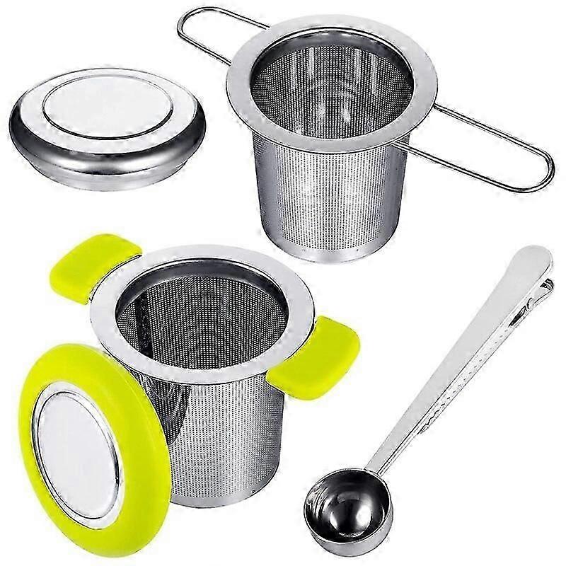 Tea Infuser with Scoop Double Handles for Hanging on Teapots Mugs Cups to Steep Loose Leaf Tea and Coffee
