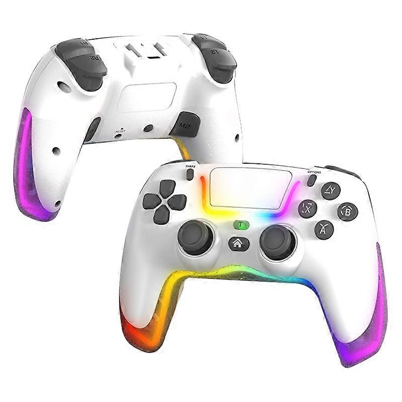 P07 Dazzle Lighting Wireless Bluetooth Controller for PS4 Game Console Gemapad (without Stand)-White