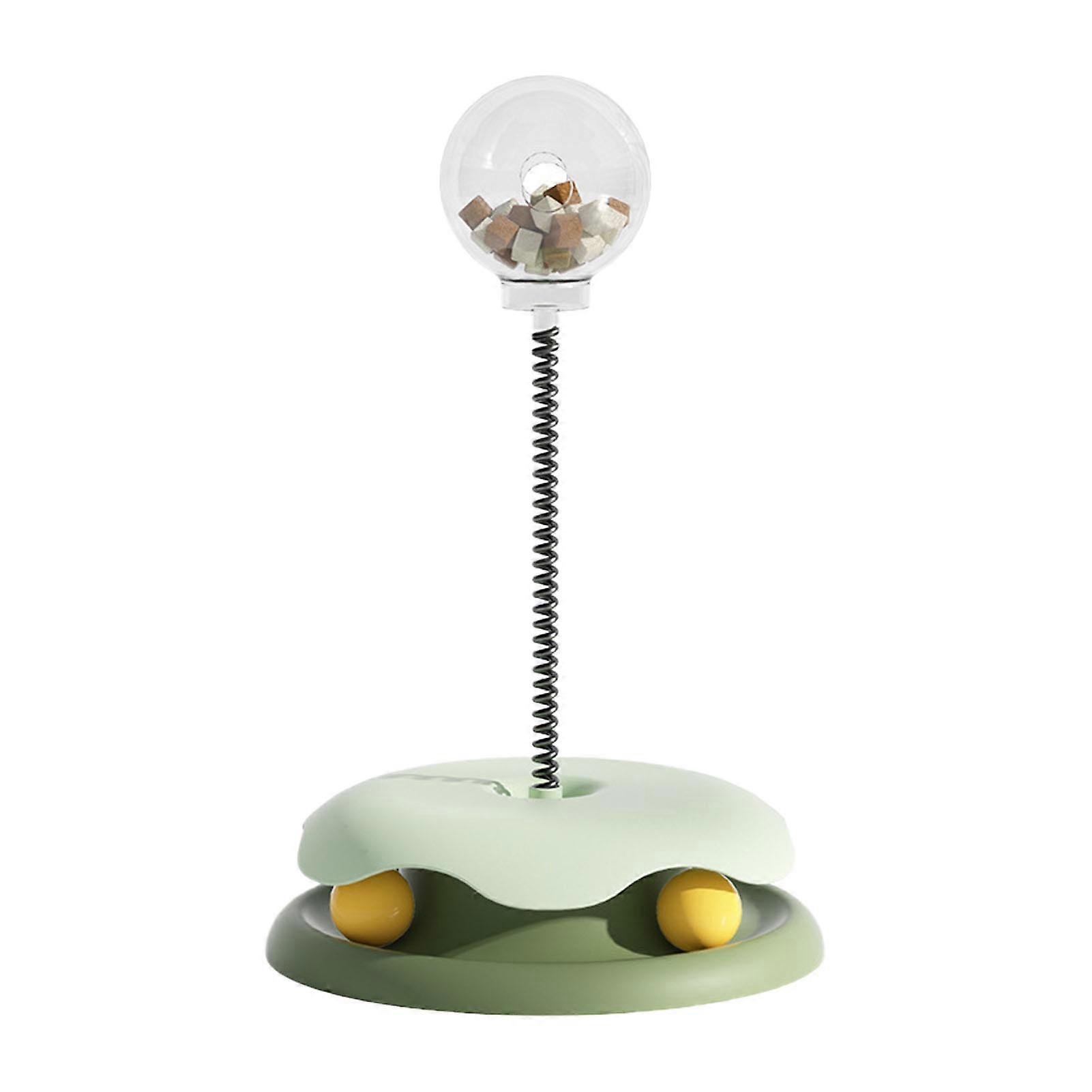 Cat Treat Dispenser Toy with Spring Transparent Food Bin Safe Interactive Cat Feeder Toy for Training