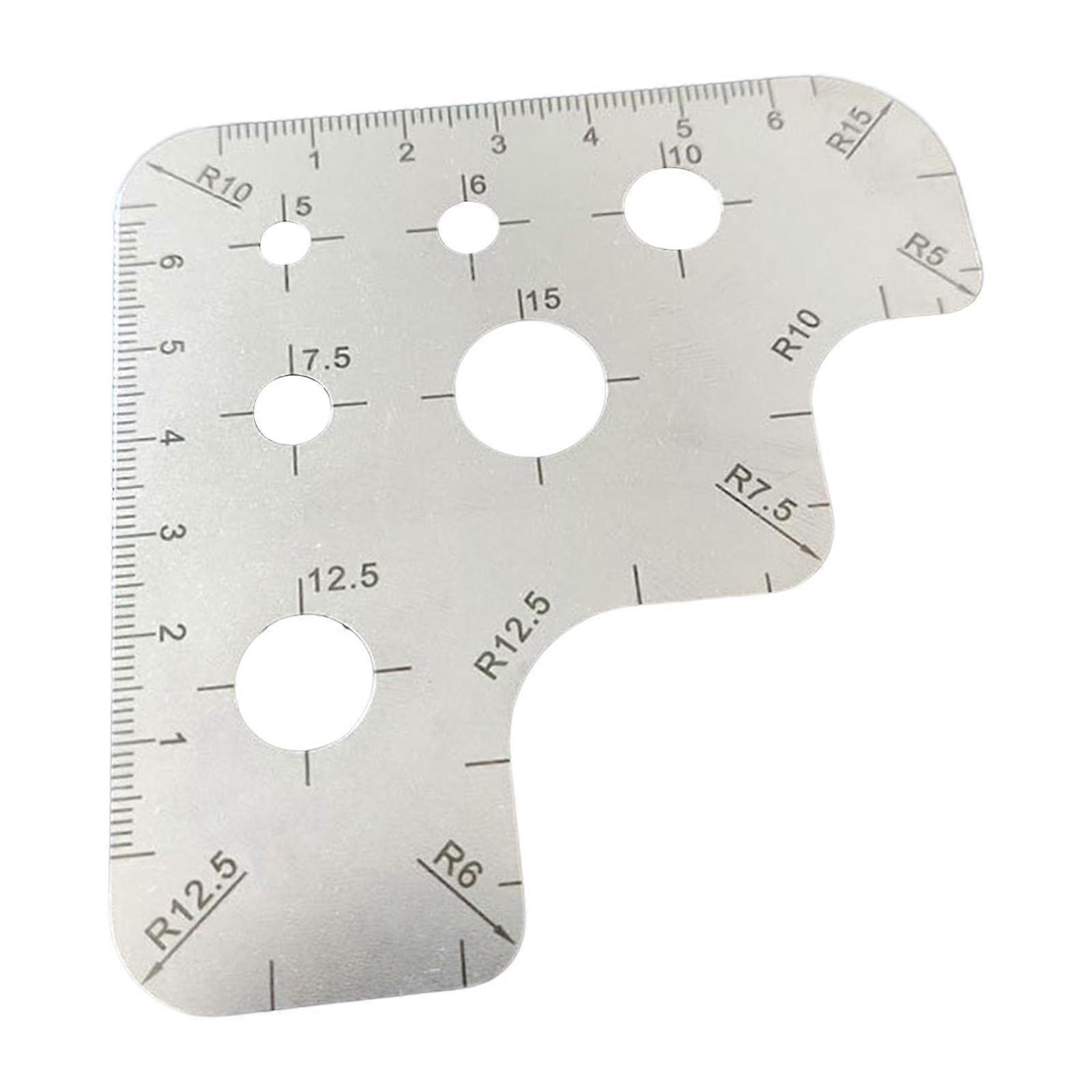 Leathercraft Drawing Ruler Angle Rounded Corner Template Metal Cutting Ruler